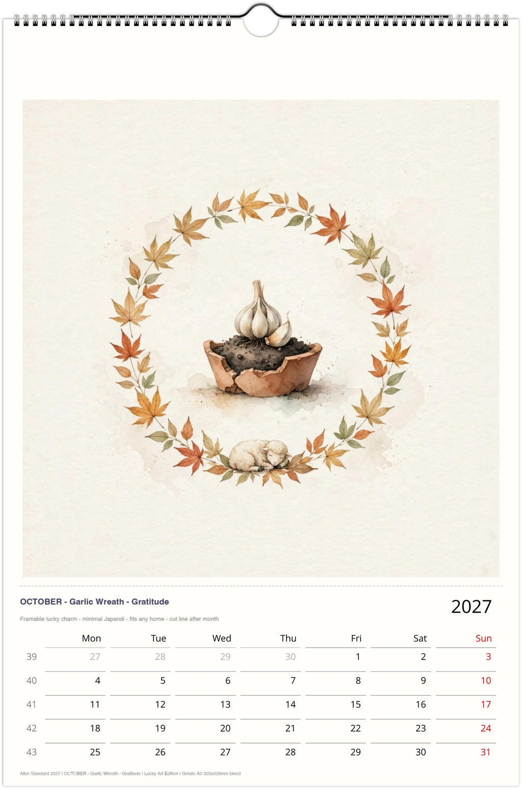 Ocober Garlic Wreath- Gratitude with a small sheep